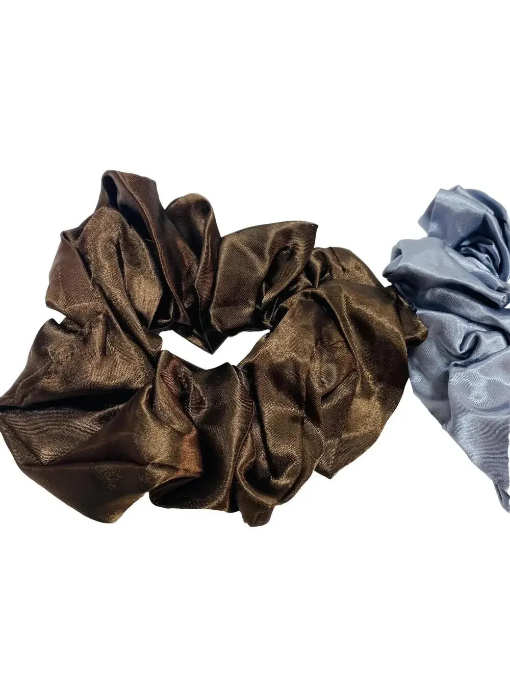 Hair Scrunchies Set of 4 Cream Brown Grey Black Soft Elastic Brand New