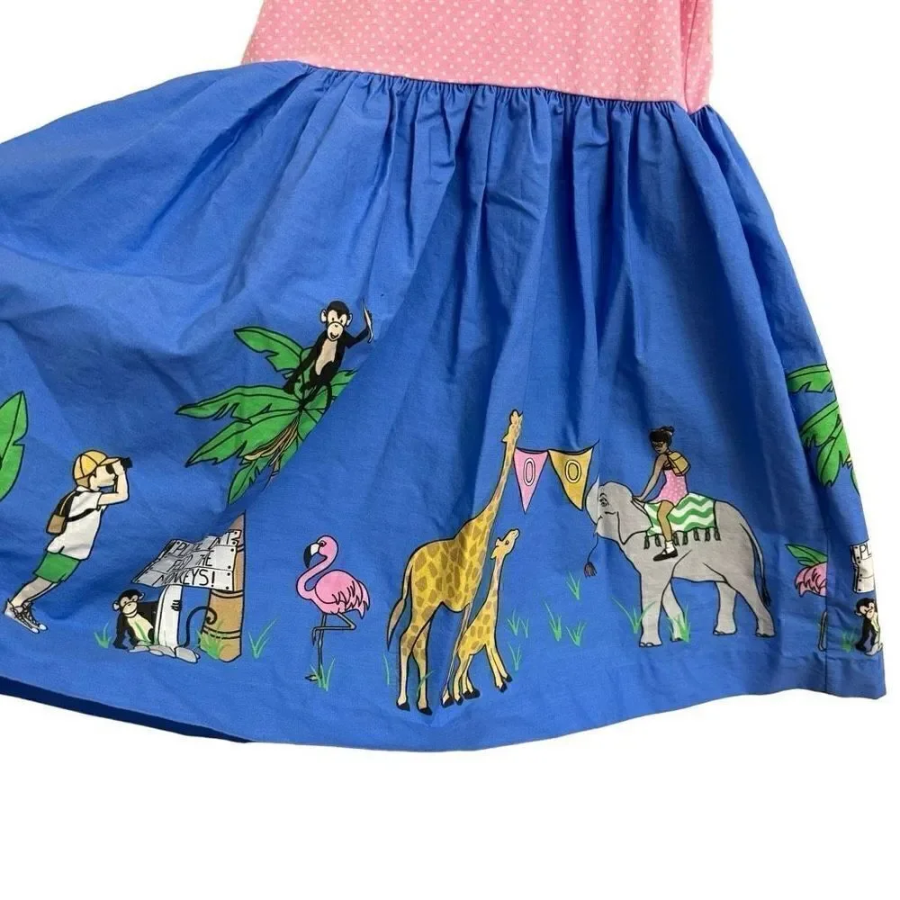 Eleanor Rose Rhonda Dress Field Trip Pink Blue Zoo Animals Monkey Giraffe Elepha