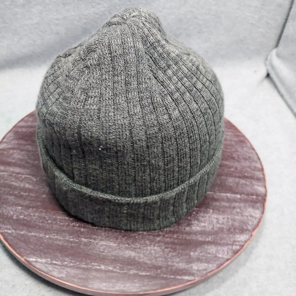 Aussie Island‎ Surf Shop Ribbed Knit Beanie Hat Dark Gray Acrylic Winter Cap