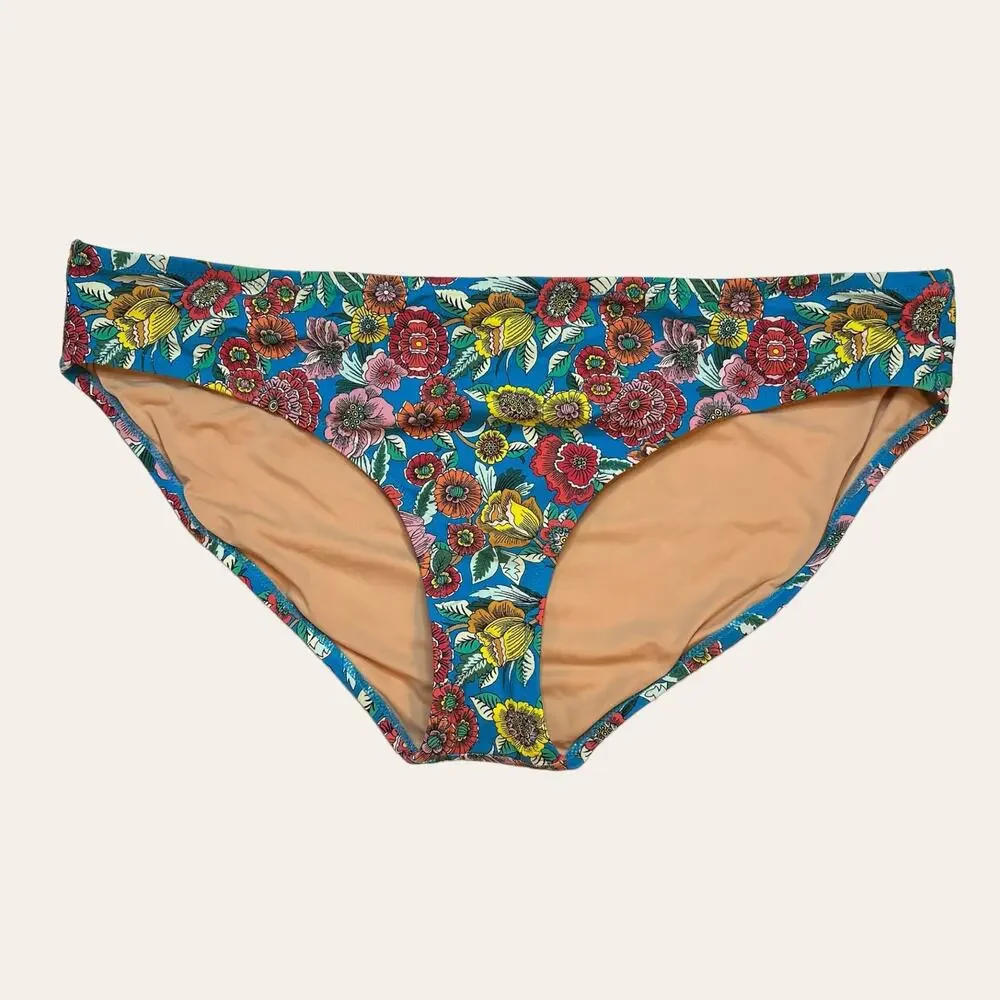 J Crew Blue Bright Floral Bikini Bottom Size‎ XXL New