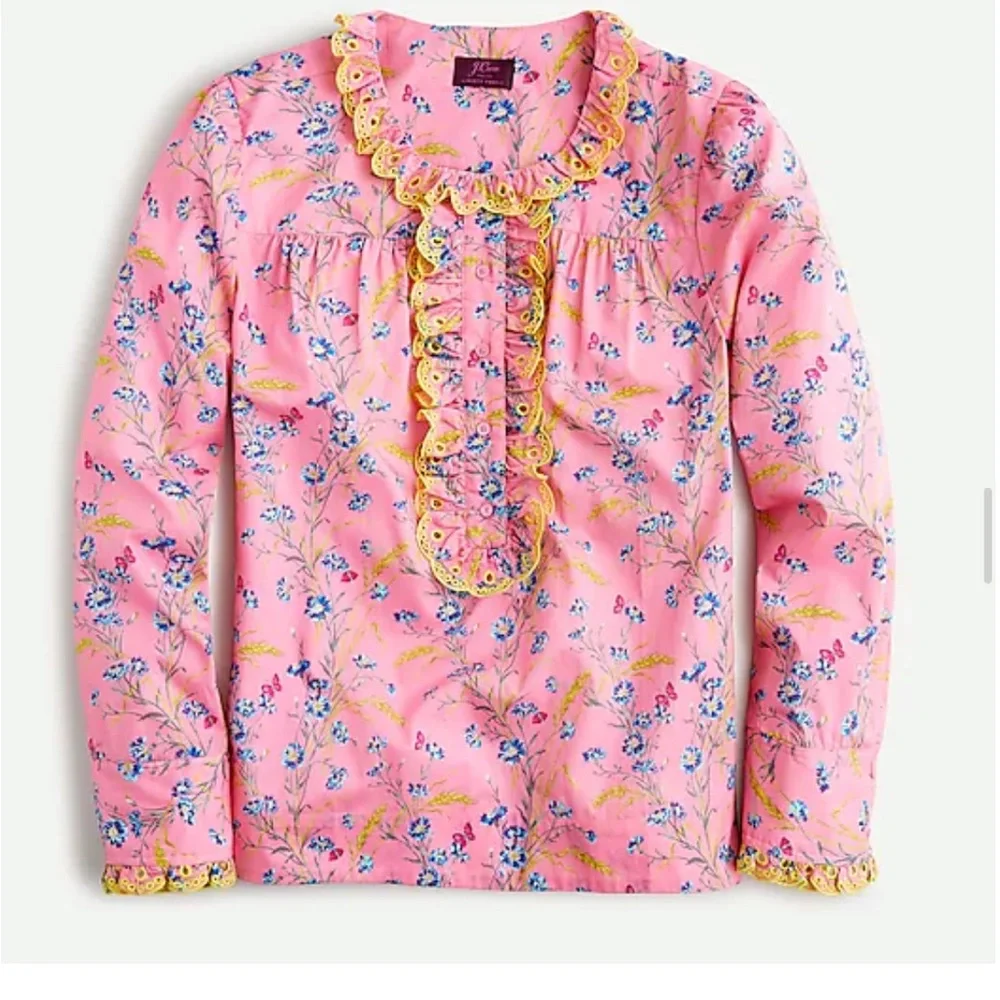 [J CREW] LIBERTY FLORAL , RUFFLED BLOUSE