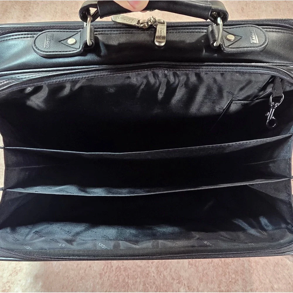 Vintage Targus Black Leather Laptop Bag Padded Briefcase CLN5 Messenger Bag