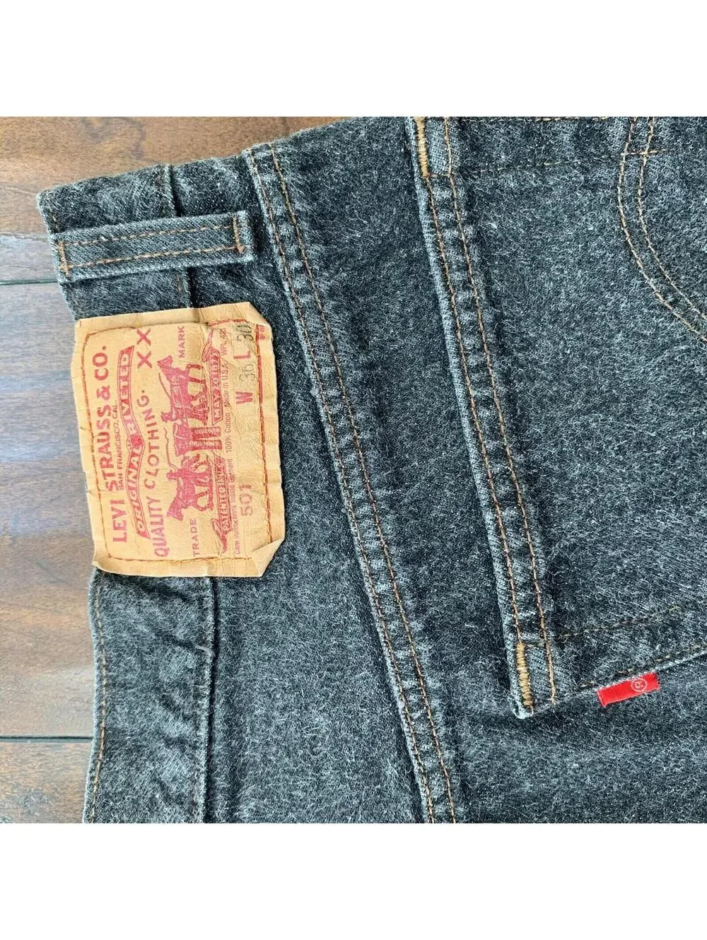 Levis 501 Vintage 90s Straight Leg XX USA Jeans 36x30 Black Wash Act 32x26