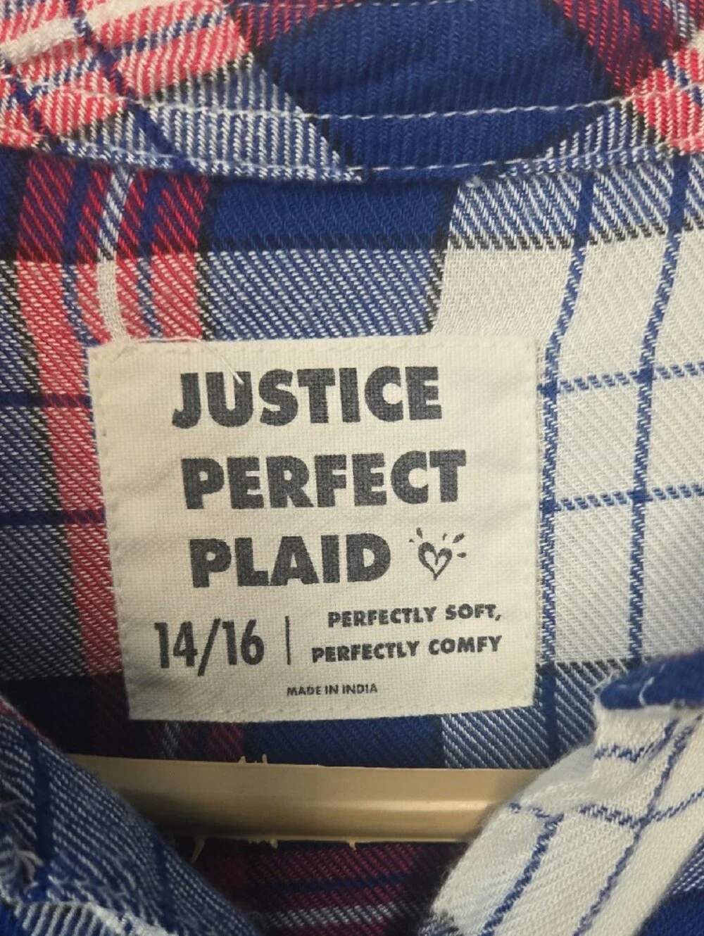 Justice Red, Blue & White Plaid Shirt