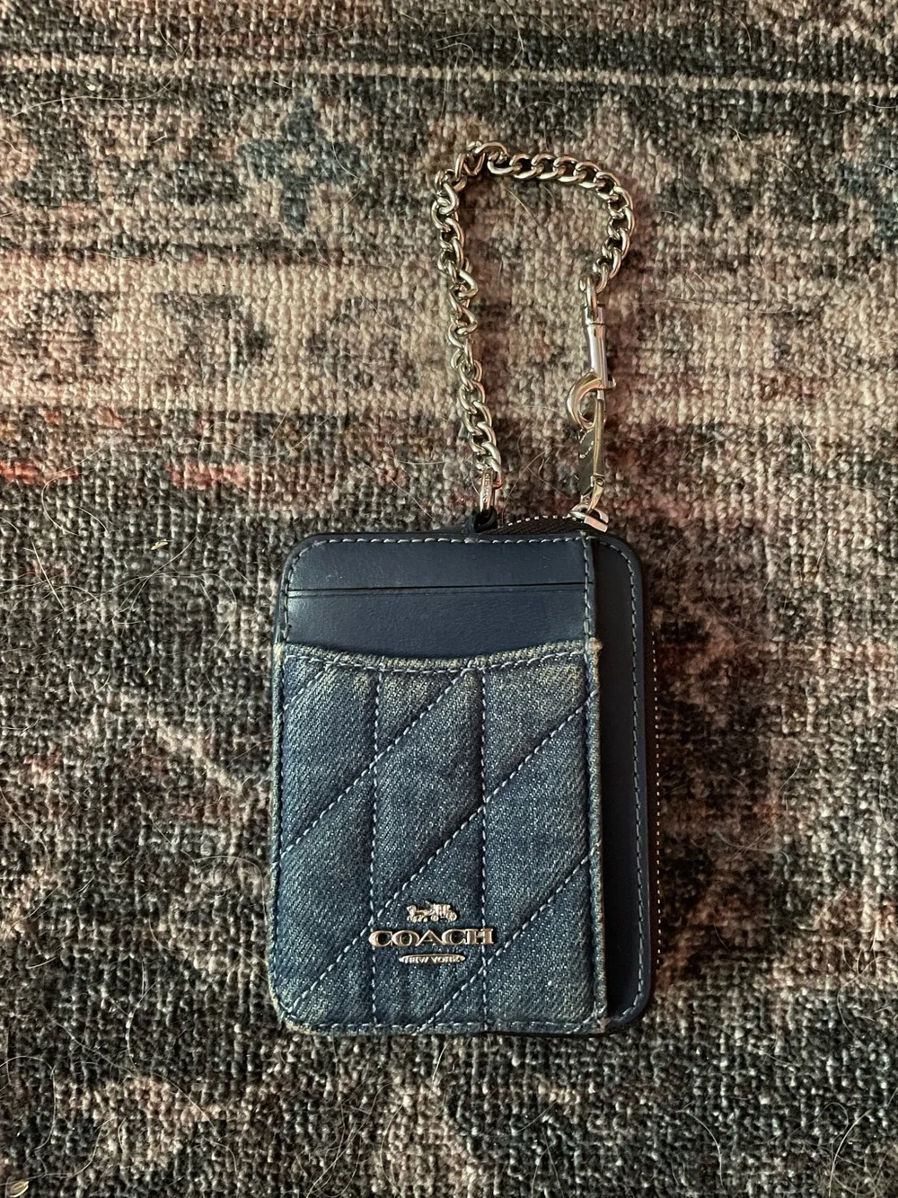 🐠Coach Zip Card Case with Quilting in Denim🐠