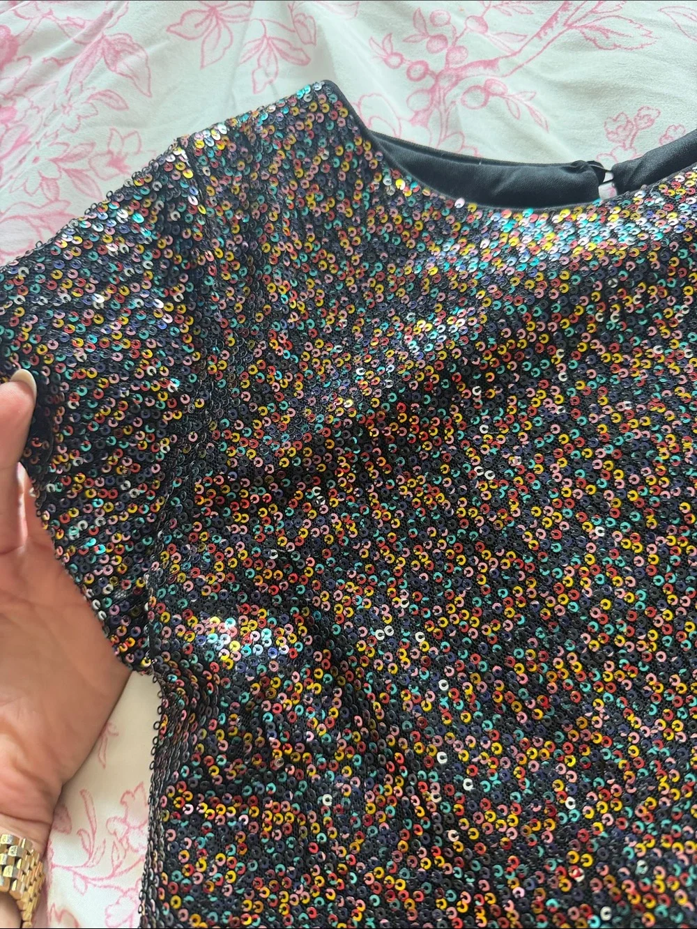 art class Black Multicolor Sequin Shift Dress