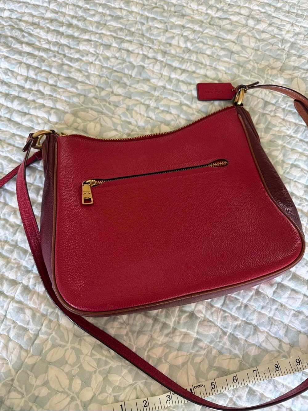 Coach Cherry Red Pebbled Leather Crossbody