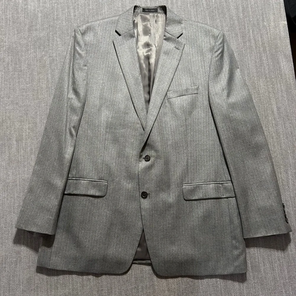 Lauren Ralph Lauren Blazer Mens 46L Grey Herringbone Two Button Sport Coat