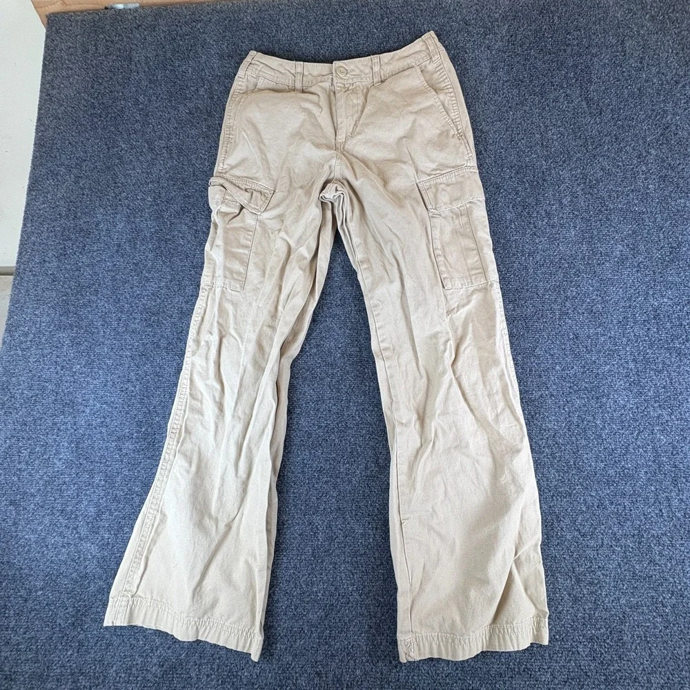 RSQ Cargo‎ Pants Boys 27x28 Beige Cotton Mid Rise Pockets Loose Fit Straight Leg