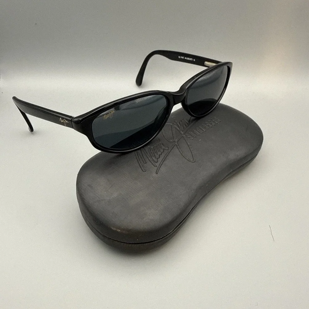 MAUI JIM JAPAN MJ-158 02 AUTHENTIC BLCK CAT-EYE FLEX HINGES SUNGLASSES & MJ CASE