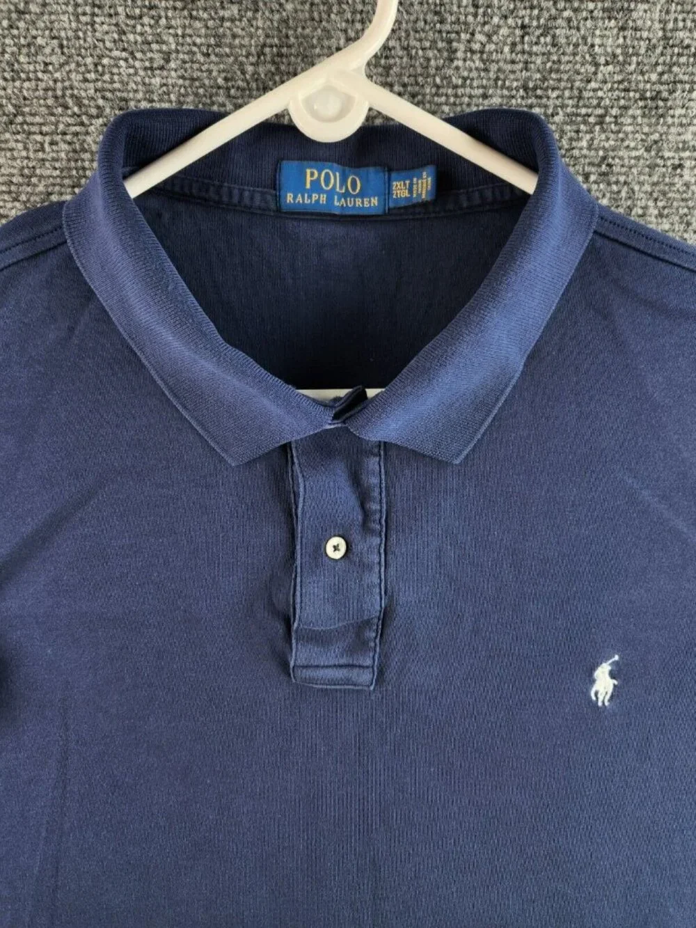 Polo Ralph Lauren 2XLT Solid Blue Short Sleeve Polo Shirt White Pony Embroidery