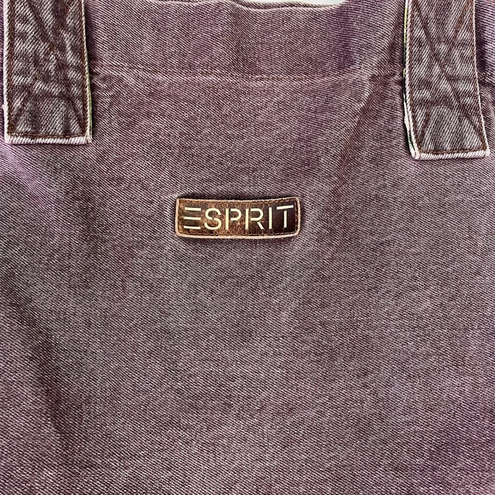 Vintage Esprit Purple Acid Wash Denim Tote Bag Camo Trim Cotton 57138 Mexico