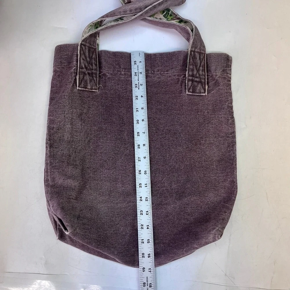 Vintage Esprit Purple Acid Wash Denim Tote Bag Camo Trim Cotton 57138 Mexico