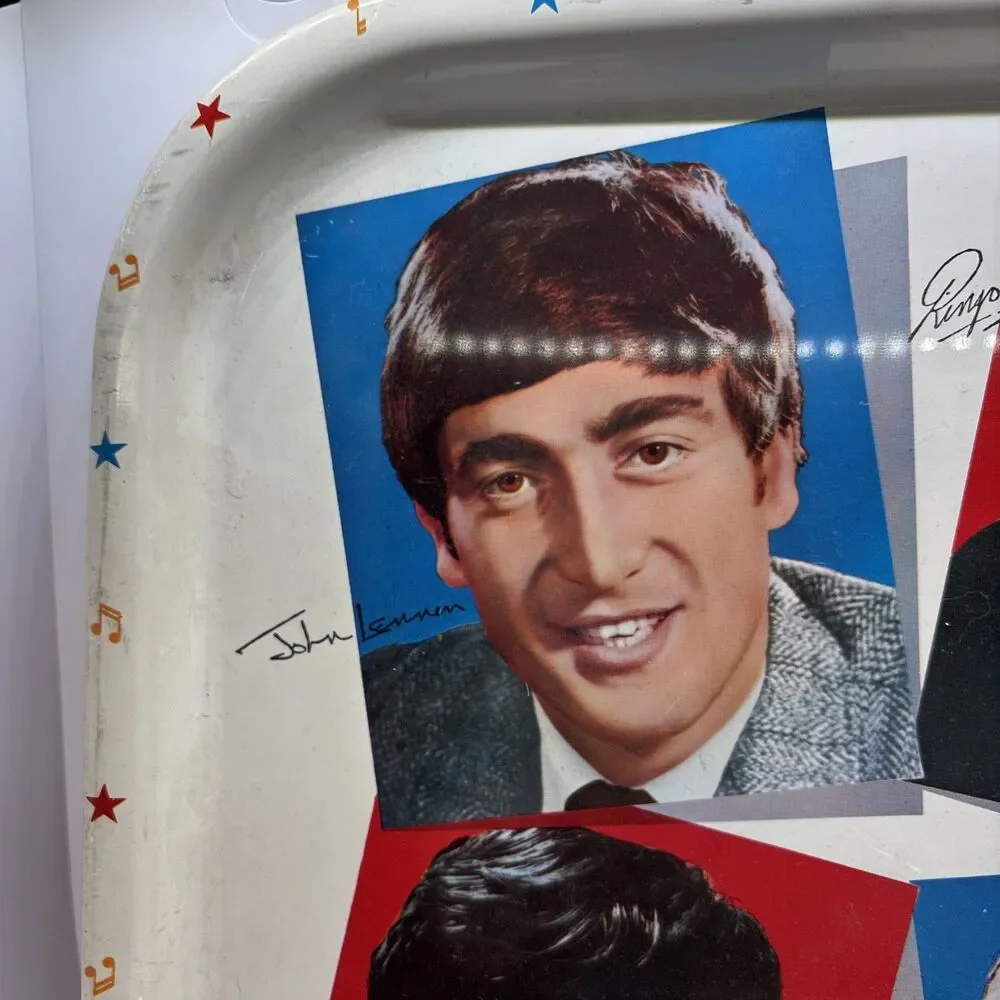 Vintage Beatles Metal Portrait Tray 1964 Great Britain England Worcester Ware