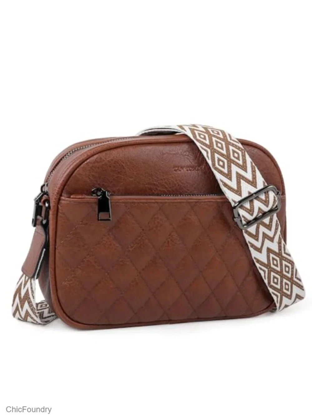 Quilted Faux Leather Crossbody Purse with Adjustable Strap