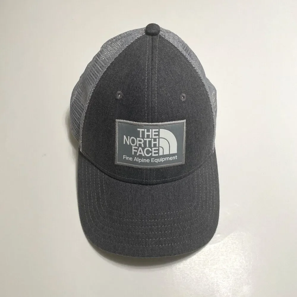 The North Face Unisex Gray Snapback Trucker Hat Mesh Cap One Size OSFM Outdoors