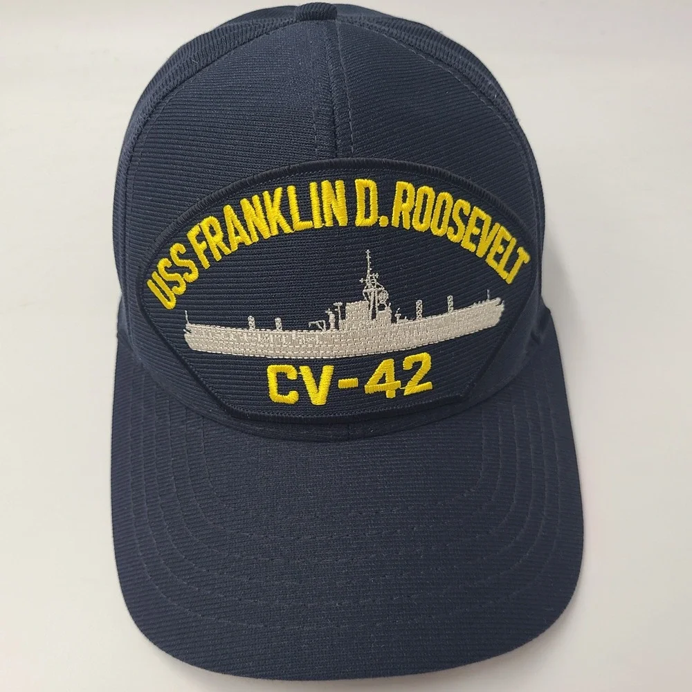 Vintage USS Franklin D Roosevelt Hat Snapback (Fits Small) Blue CV-42 US Navy