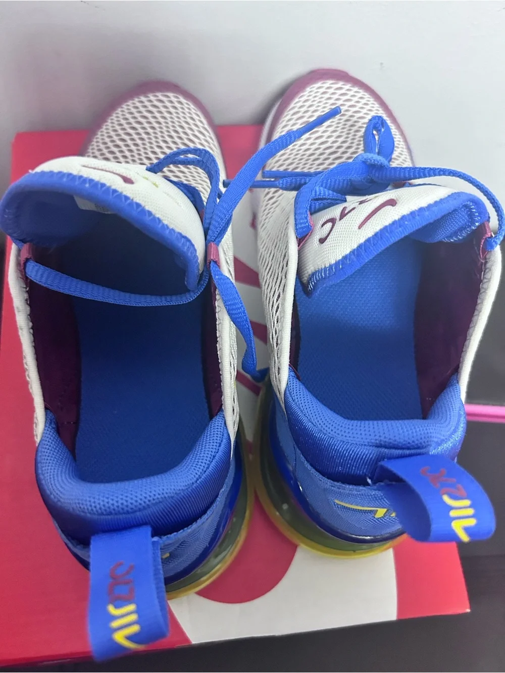 Nike Kids Mesh Sneakers in White, Blue & Pinkish Purple