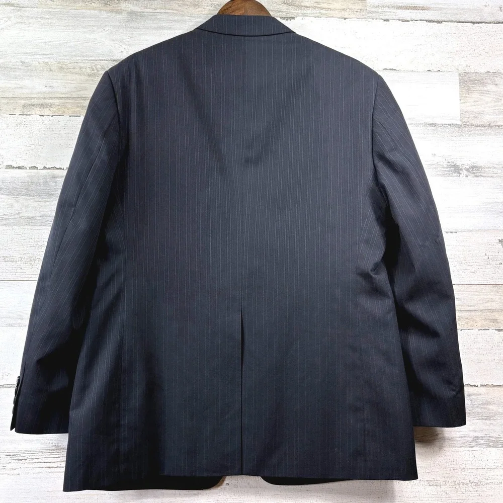 Haggar Suit Up System Jacket 42R Navy Blue Pinstripe Two Button Corpcore Blazer