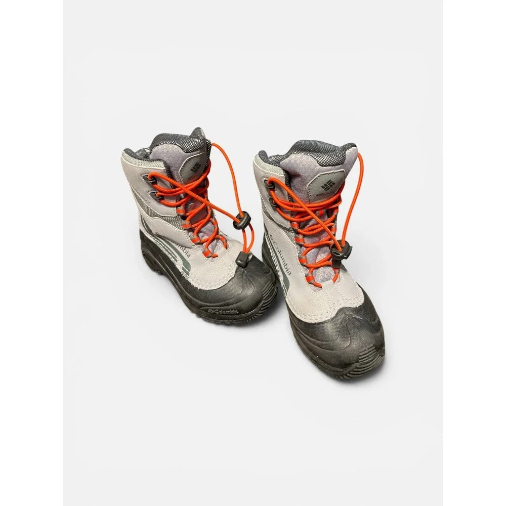 Columbia Kids Bugaboot Celsius Snow Boots 1 Gray Leather Lace Up Waterproof