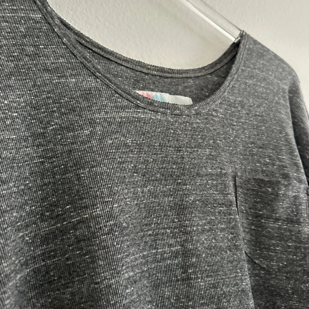 Free People FP Beach Long Sleeve Top Womens XS Gray Space Dye Ribbed Pocket Tee