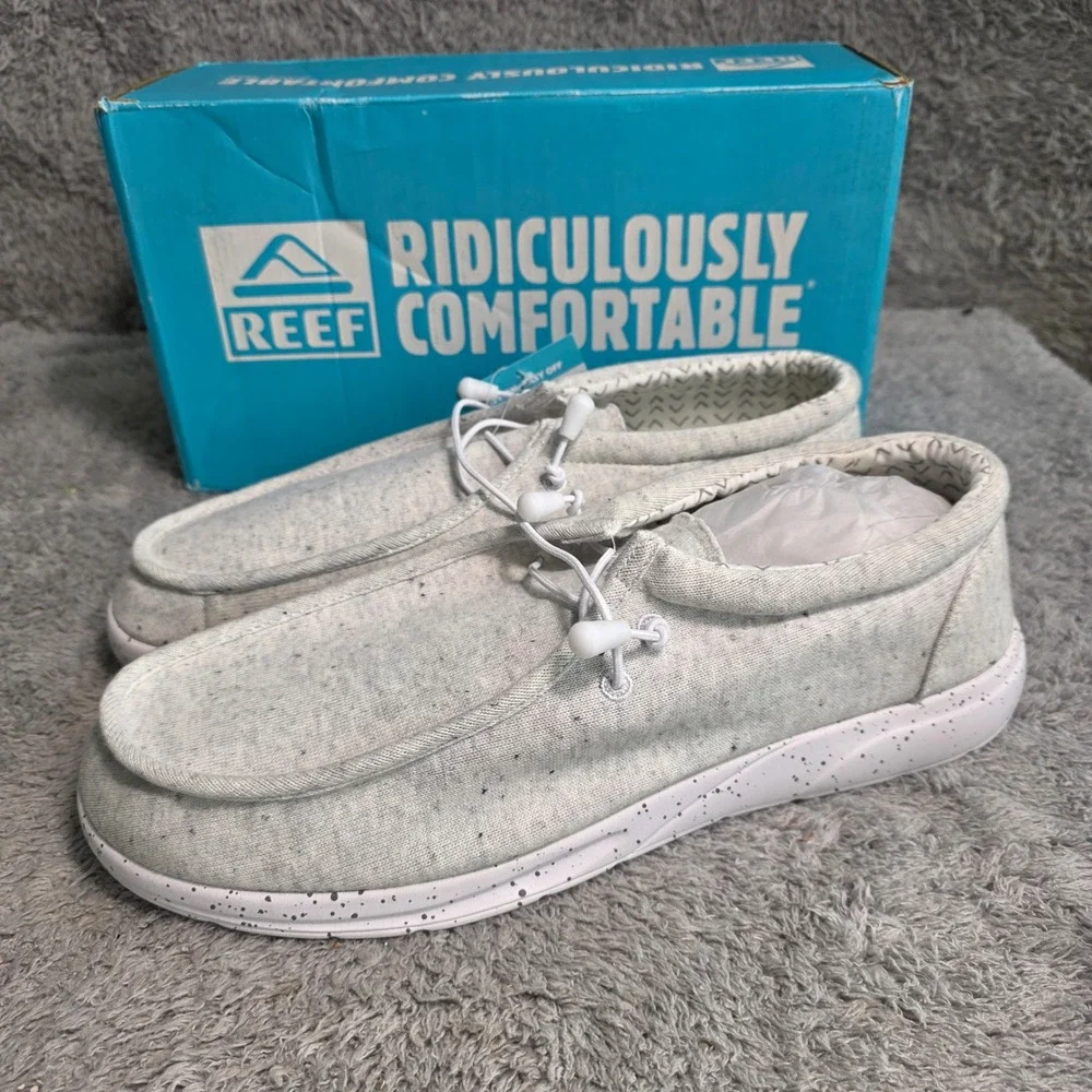 Reef Cushion Coast Off White Bungee Lace Slip‎ On Boat ShoesMens 14 New