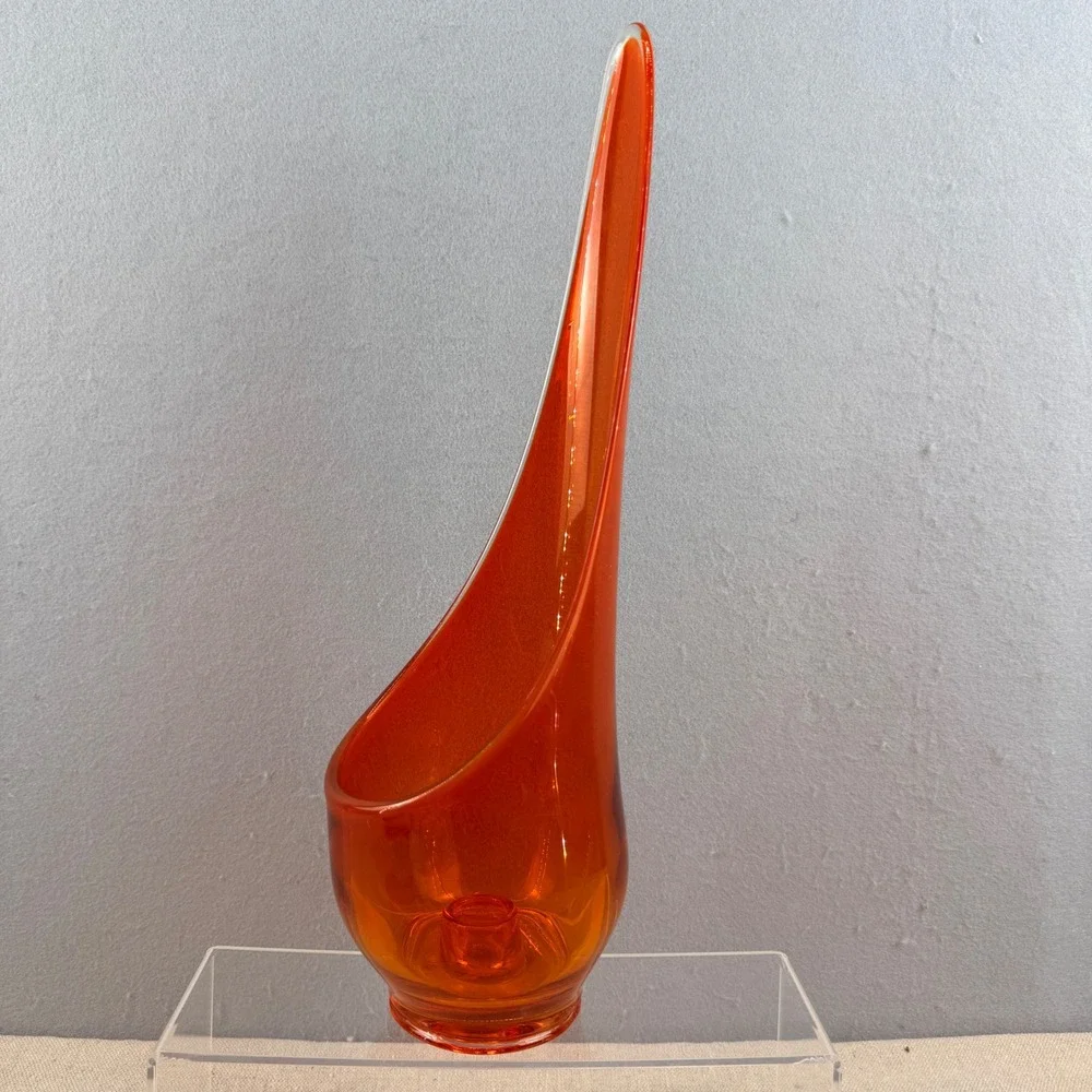 Viking Glass Persimmon Orange Taperglow Candle Holder‎ Epic Series 14.5