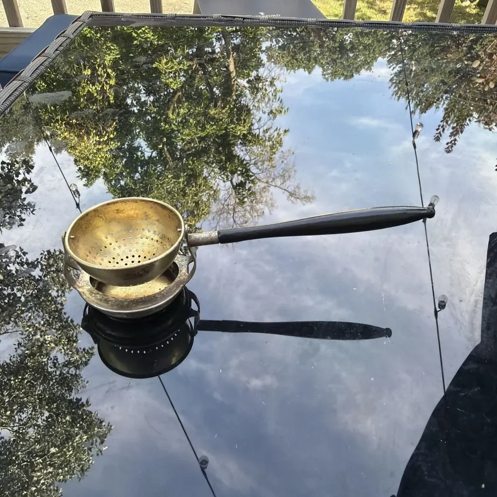 Antique Victorian Tea Strainer & Drip Bowl Tray Benedict Hatch Goddard BHG 1880s