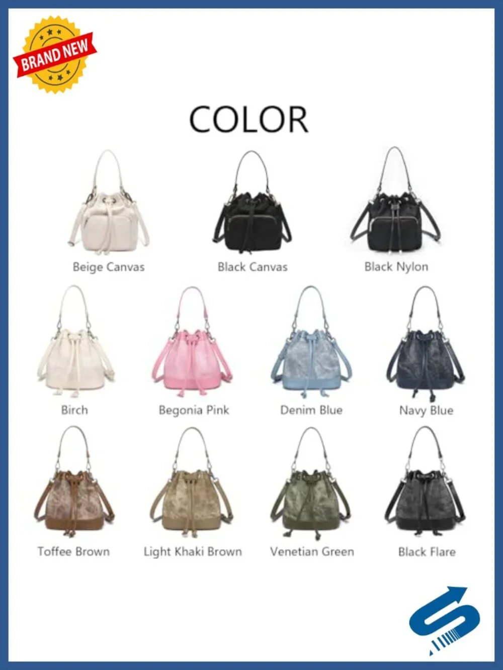 Women's Bucket Crossbody Bag - PU Leather, Adjustable Strap, Everyday