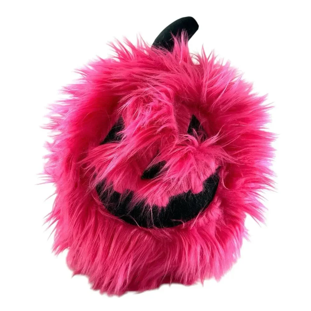 Cupcakes and Cashmere Pink Furry Jack-O’-Lantern Pumpkin Halloween Plush 14”
