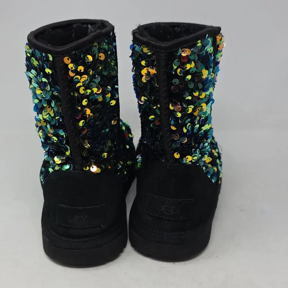 UGG Kids Sequin Black Boots Girls Size 4