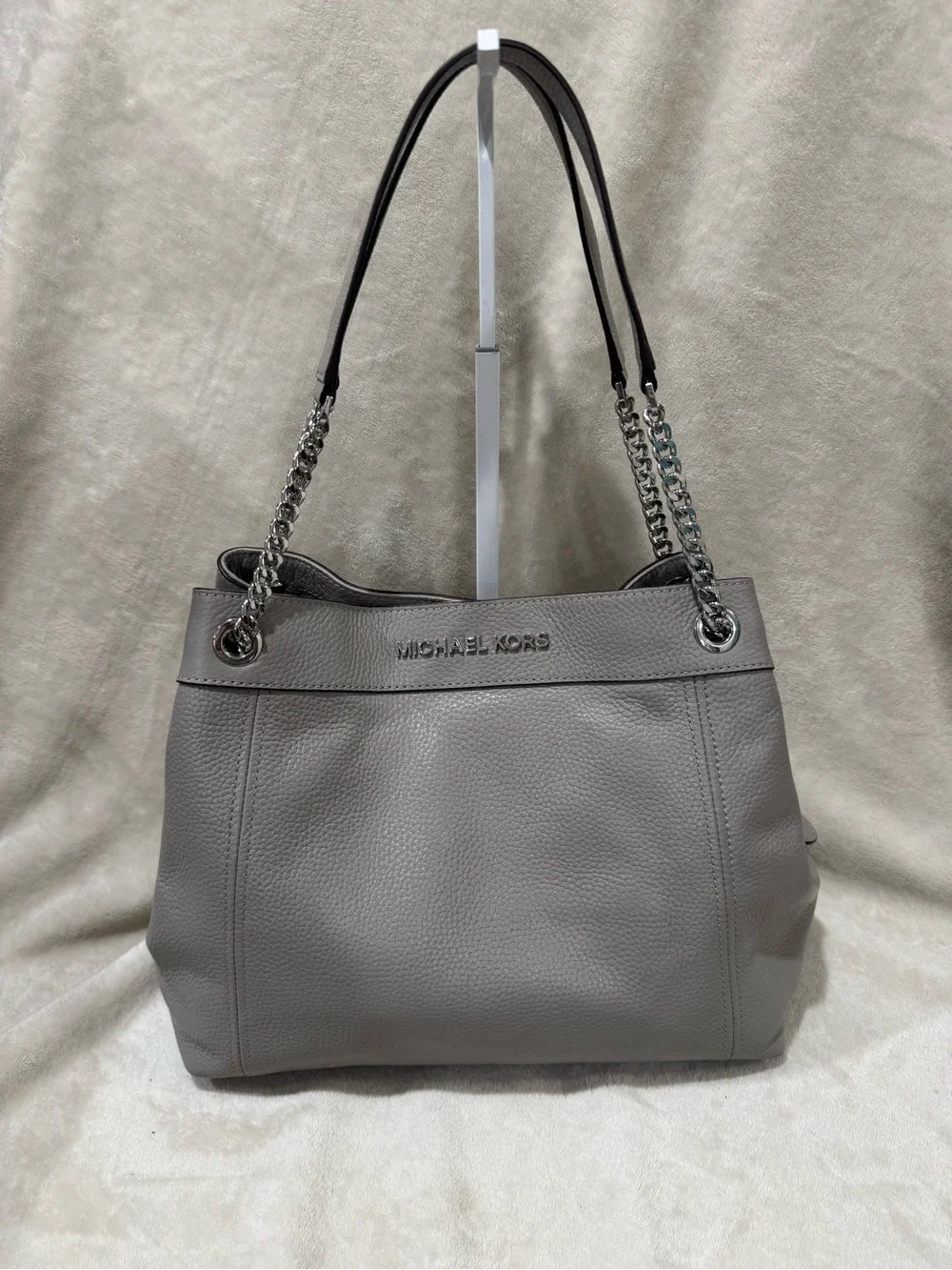 Michael Kors Jet Set Pebbled Leather Chain-Handle Shoulder Tote