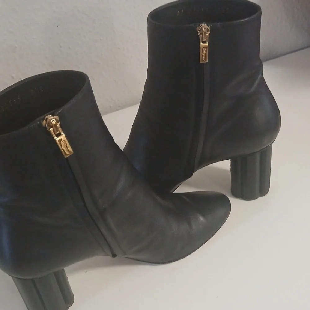 Salvatore Ferragamo Black Ankle‎ Booties with Gold Zipper