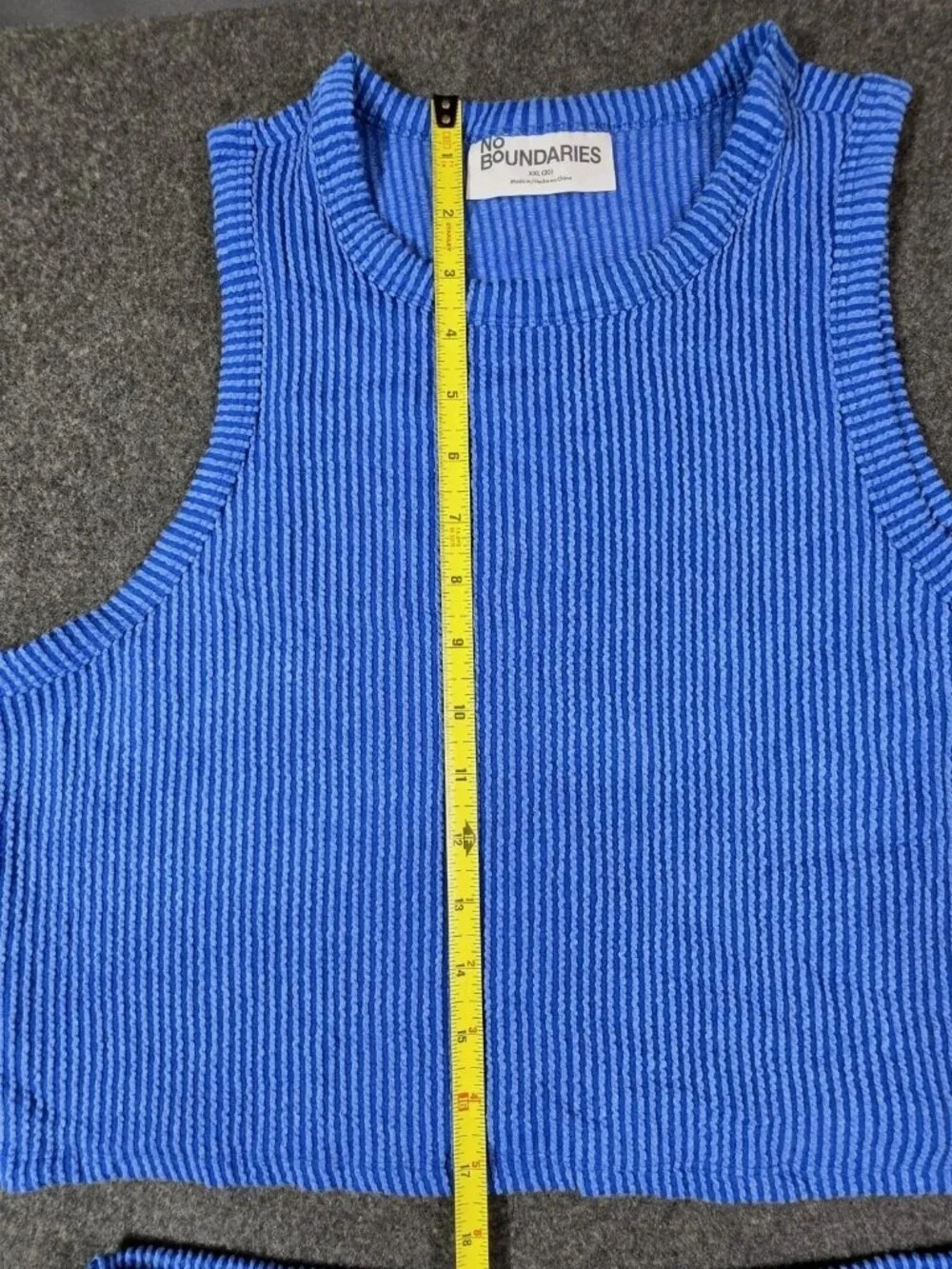 No Boundaries Ribbed Knit 2-Piece Set Top XXL 20 Skirt L 12-14 Blue Stripe