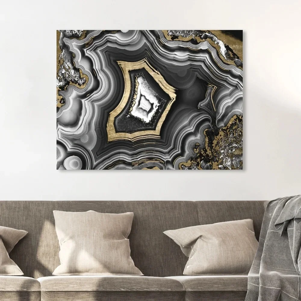 NEW $230 Oliver Gal 16x24 AdoreGeo Abstract Wall Art Print Black Gold Metallic
