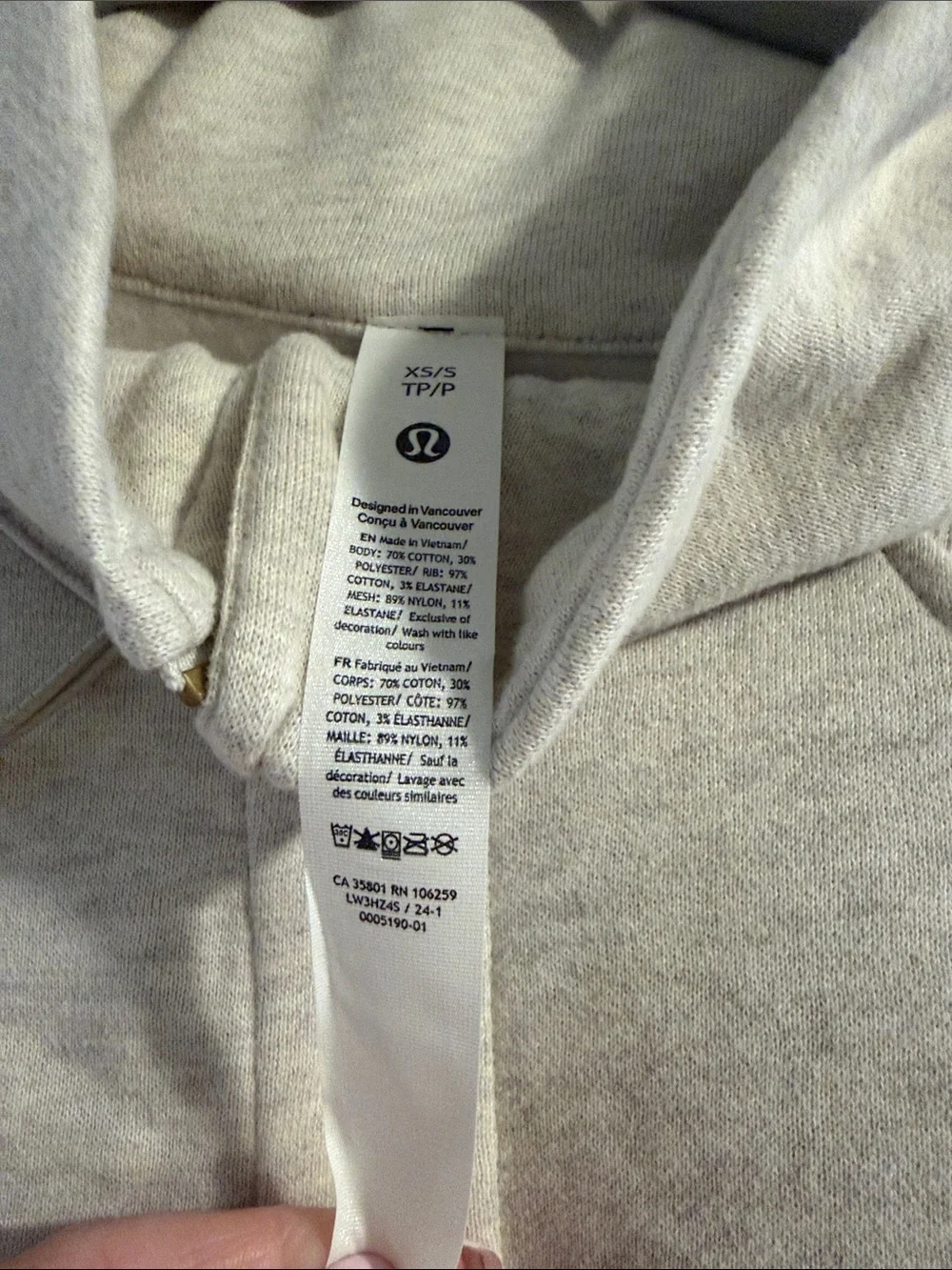 lululemon athletica gold zip