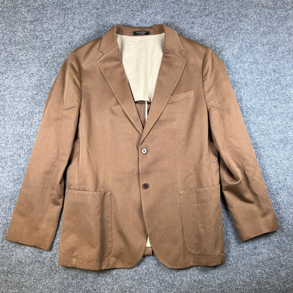 Banana Republic Jacket Mens 46L Brown Manifattura Emmetex Unstructured Linen