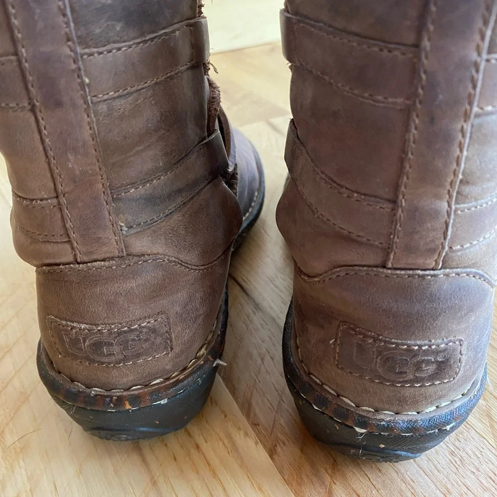 UGG leather Sherpa tie booties