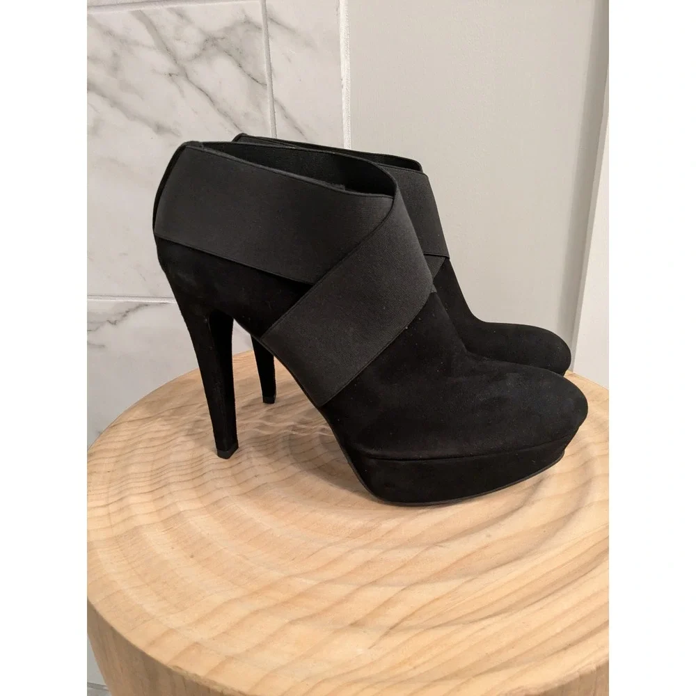 Stuart Weitzman Black Suede Kilgore Platform Stiletto Booties‎ Ankle Boots Sz 10