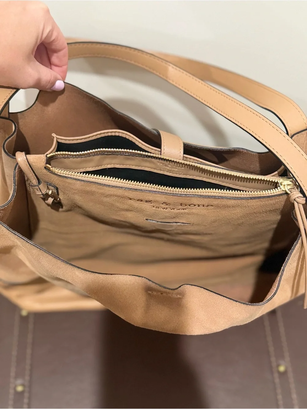 rag & bone Tan Leather Zip-Top Tote