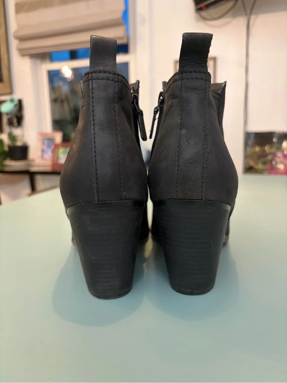 Cole Haan Black Nubuck Ankle Booties with Block Heel