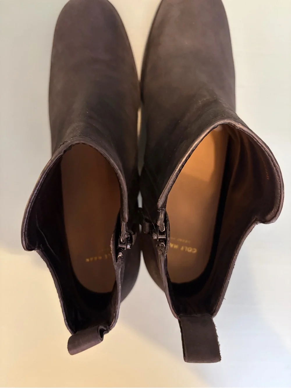 Cole Haan Black Nubuck Ankle Booties with Block Heel