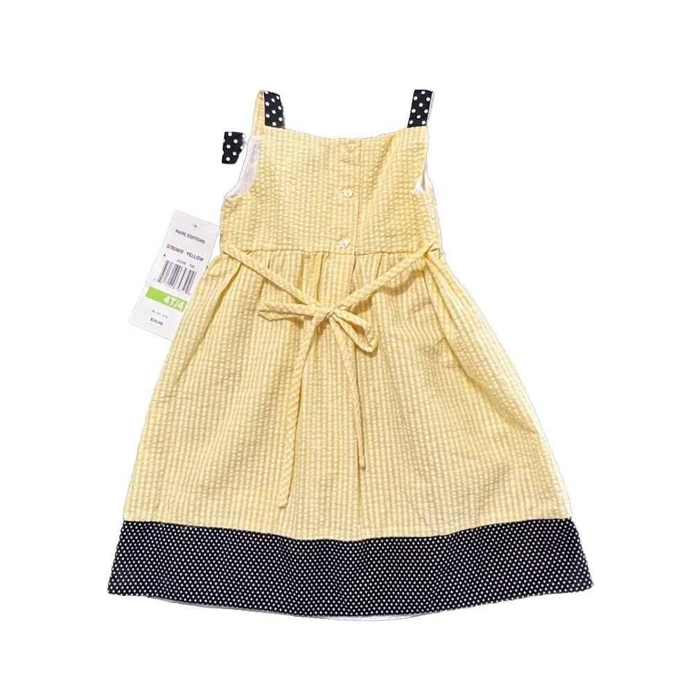 Rare Editions Toddler‎ 4T Girls Yellow & Black Bumble Bees Seersucker Dress NWT