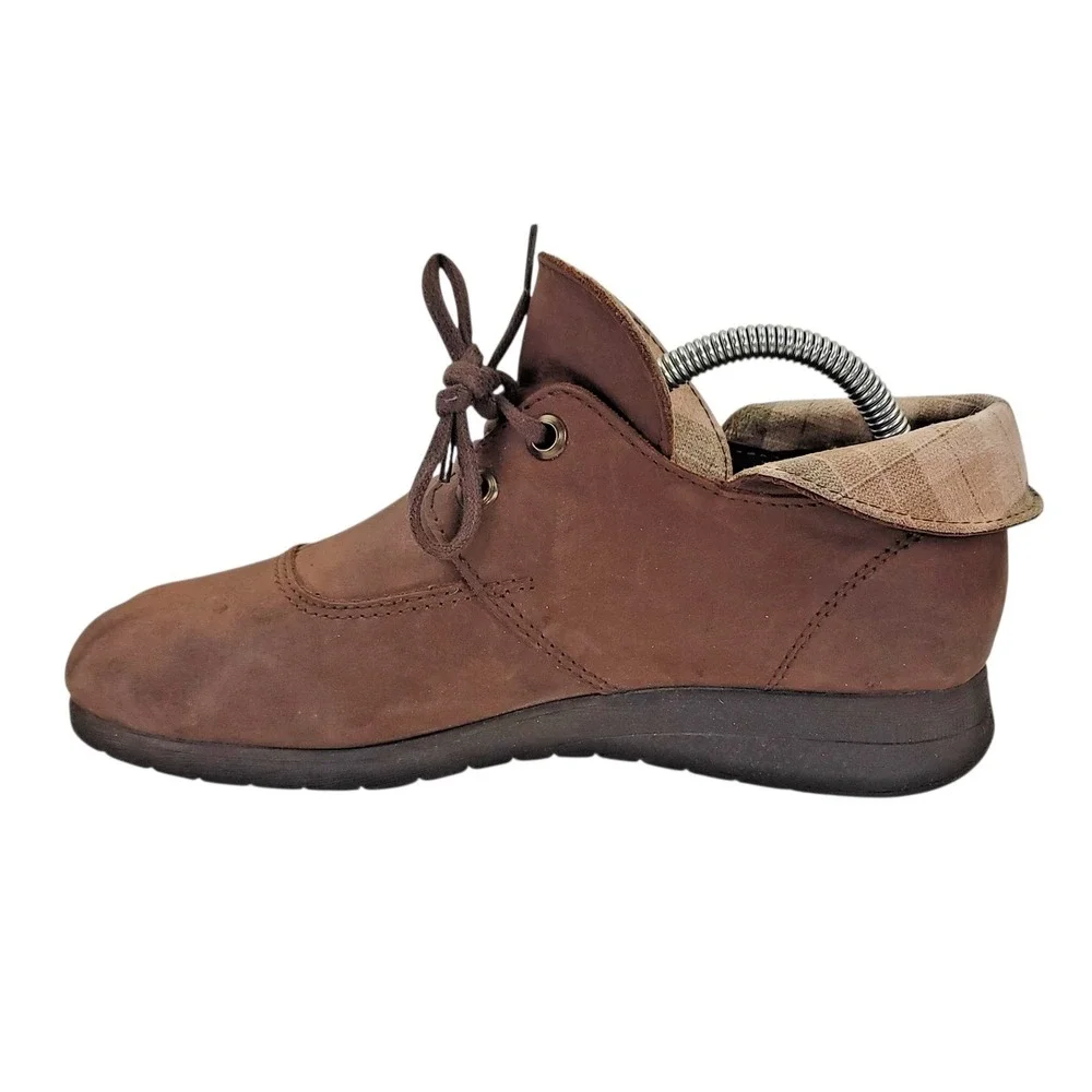 Born Hamids Women's Brown Leather Ankle Boots Booties Block Heel Lace Up Size 8‎