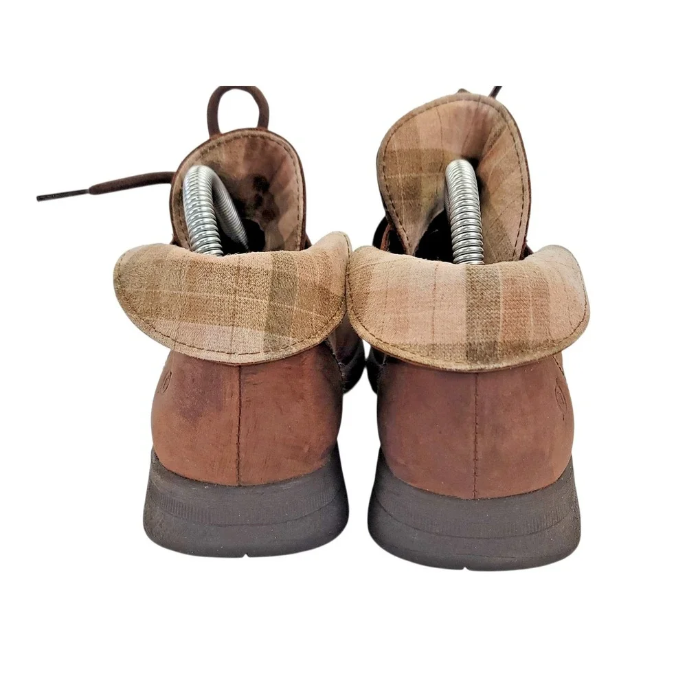 Born Hamids Women's Brown Leather Ankle Boots Booties Block Heel Lace Up Size 8‎