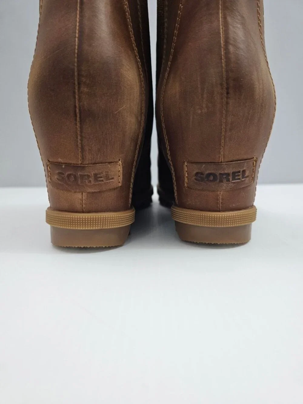 Sorel Joan Rhapsody Chelsea Wedge Ankle Boot Tan Leather Waterproof Womens 11