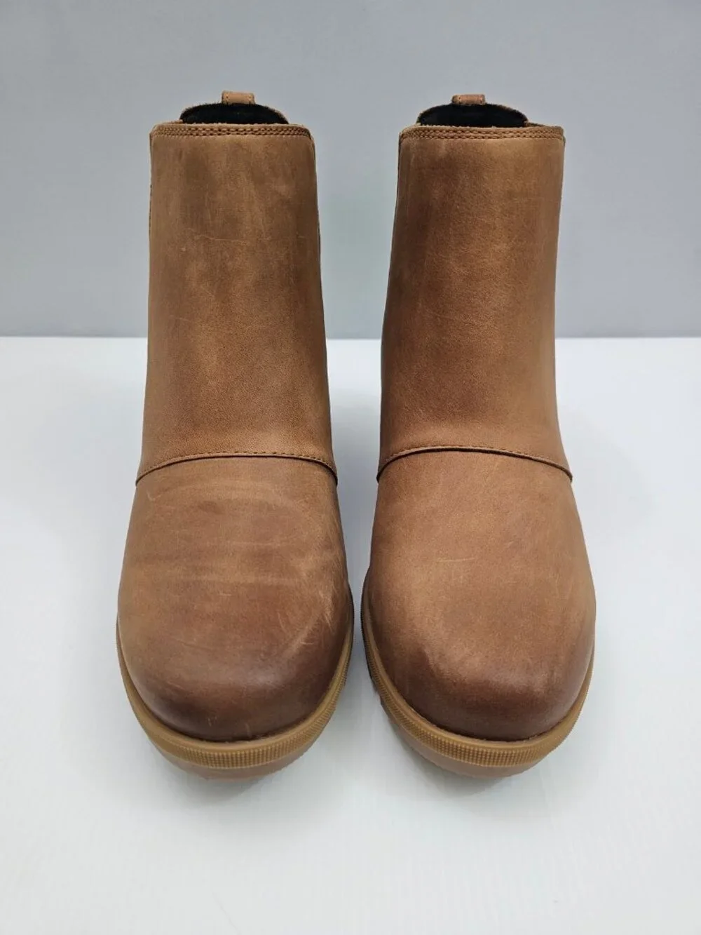 Sorel Joan Rhapsody Chelsea Wedge Ankle Boot Tan Leather Waterproof Womens 11