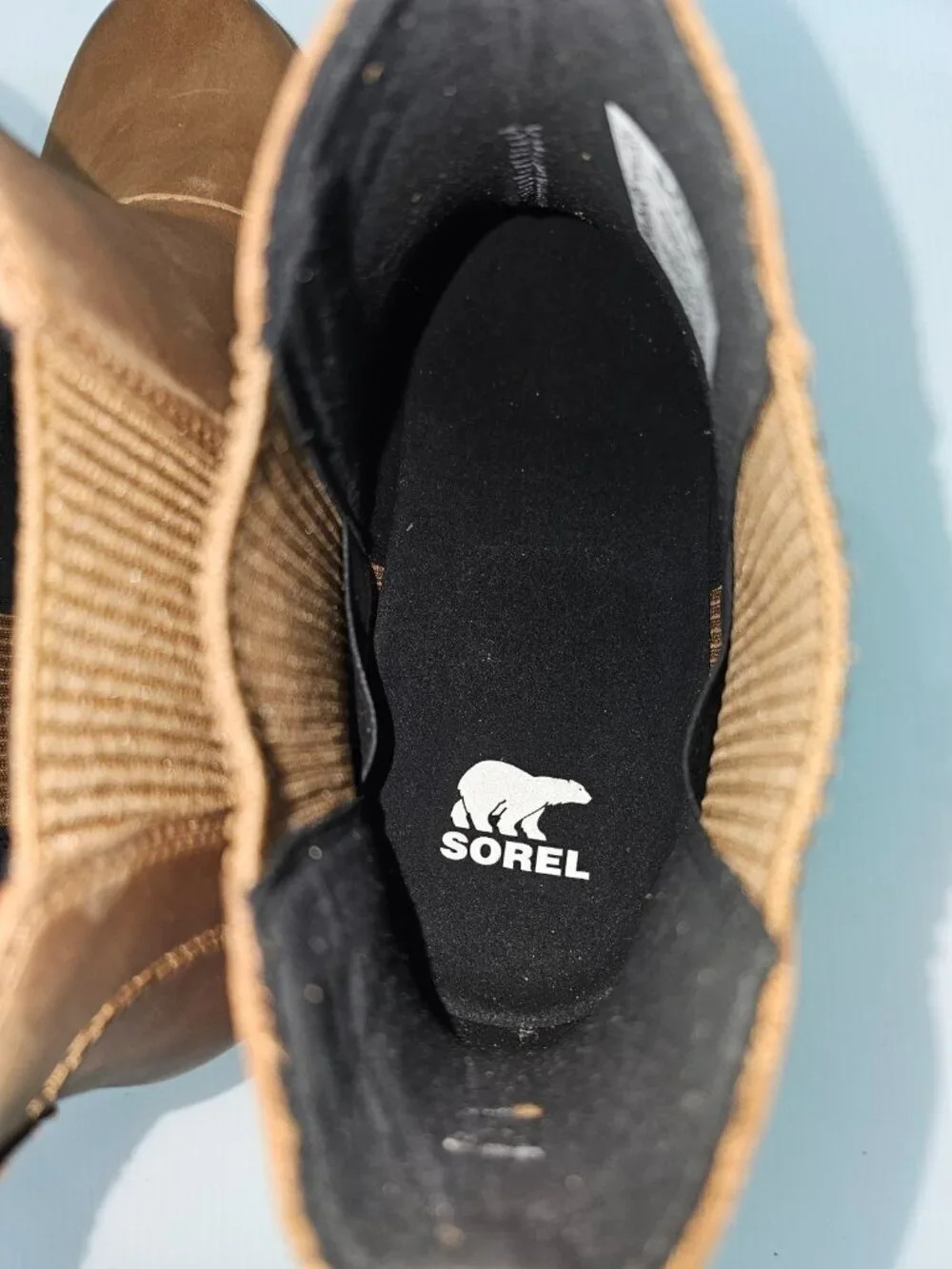 Sorel Joan Rhapsody Chelsea Wedge Ankle Boot Tan Leather Waterproof Womens 11