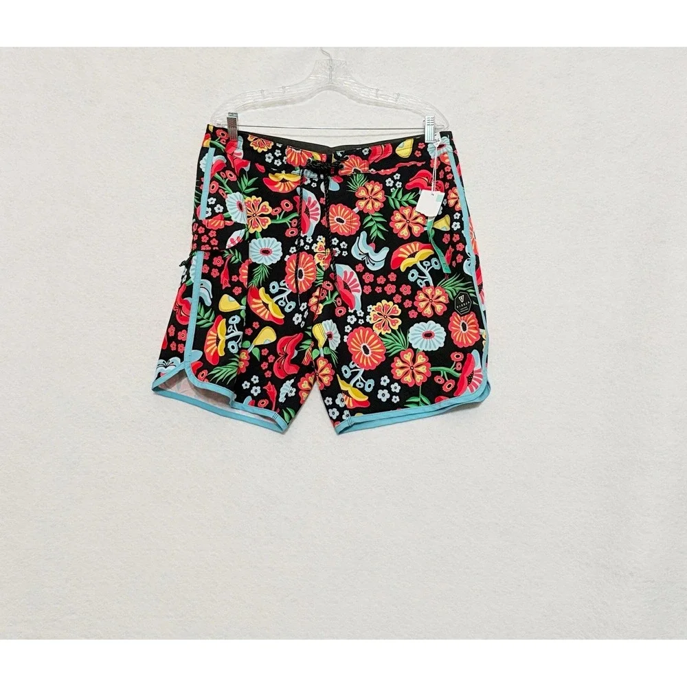 Vissla Swim Shorts Mens 34 Board Floral Upcycle Cocotex Stretch Trunks Surf NEW