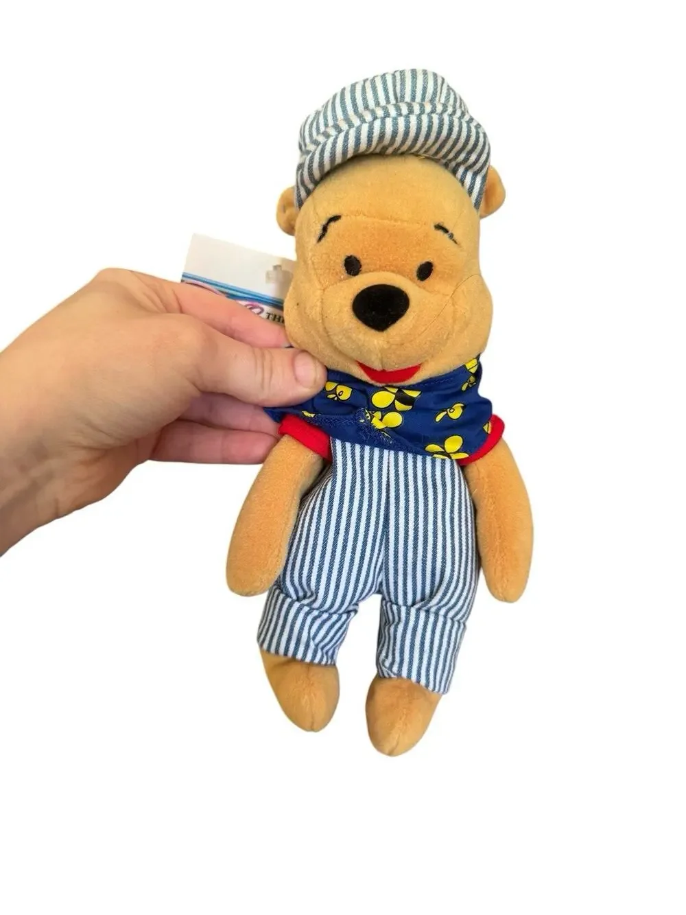 The Disney Store Winnie The Pooh Train Conductor Choo Choi Bean Bag Plush 8” Toy